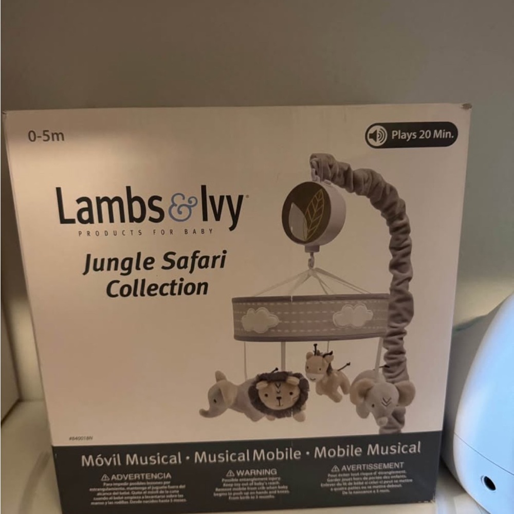 Lambs & Ivy Jungle Safari Musical Mobile - Gray
